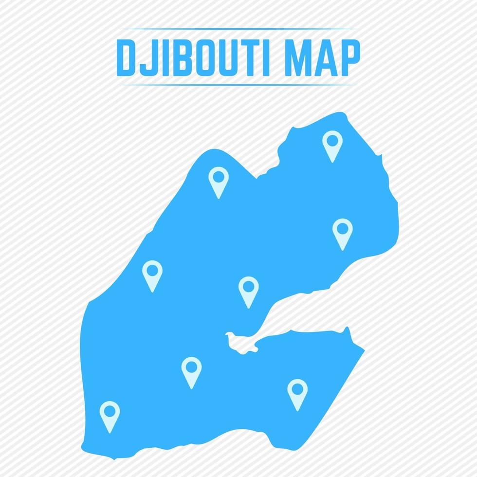 mapa simple de djibouti con iconos de mapa vector