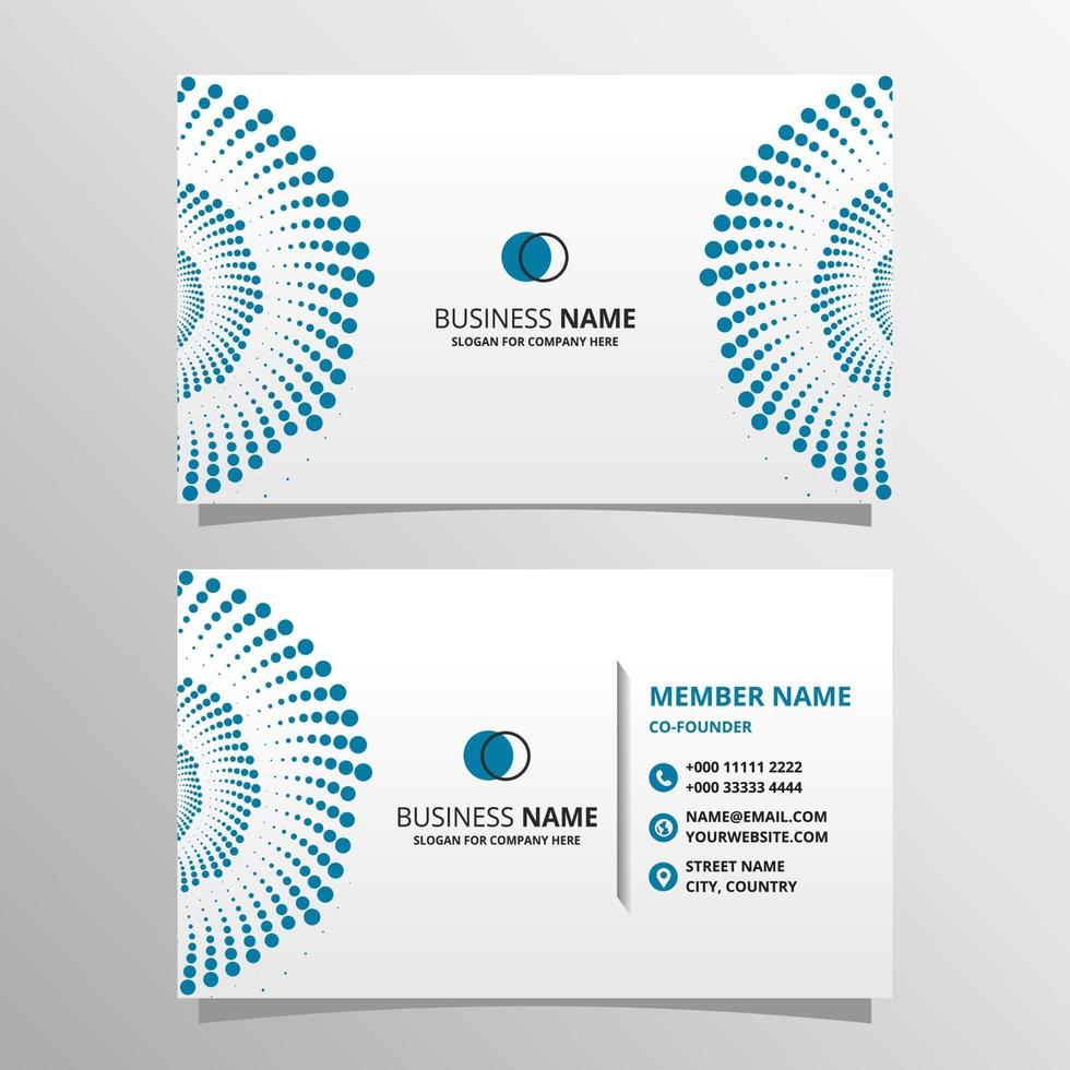 Corporate Blue and White Business Card Template With Halftone vector