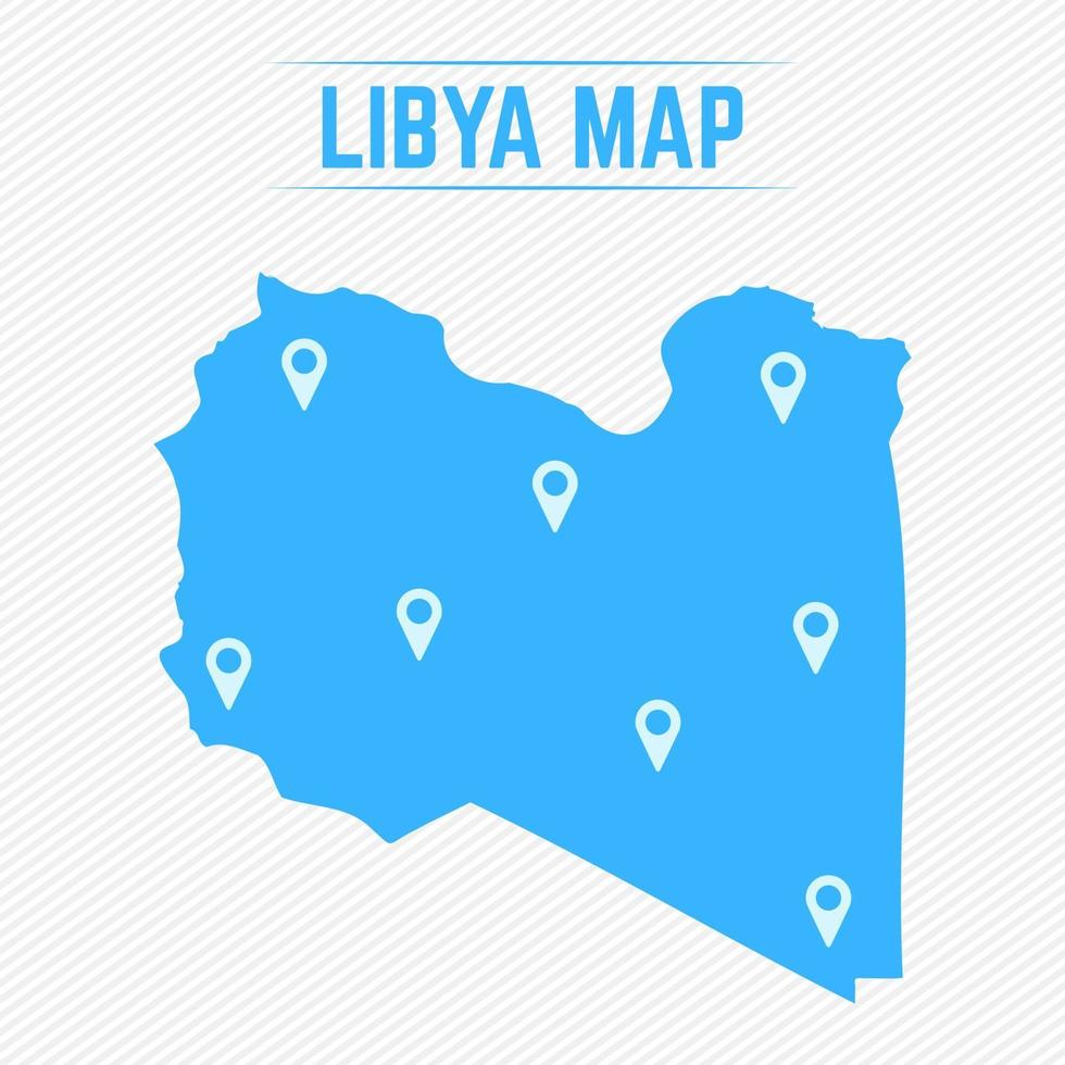 Libia mapa simple con iconos de mapa vector