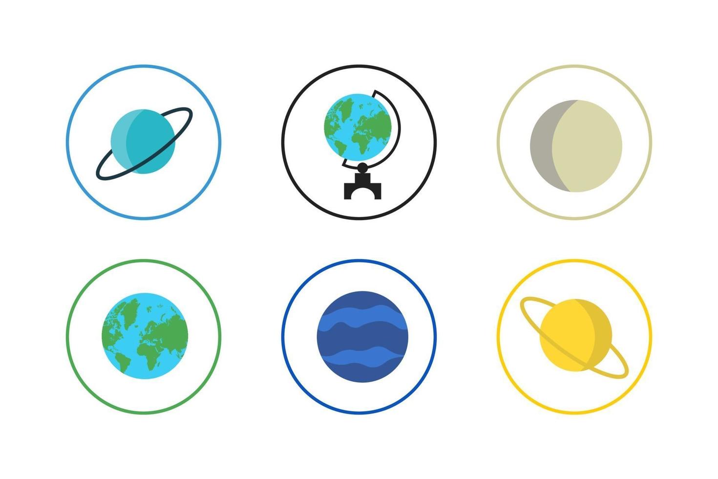 colorido conjunto de iconos de planeta vector