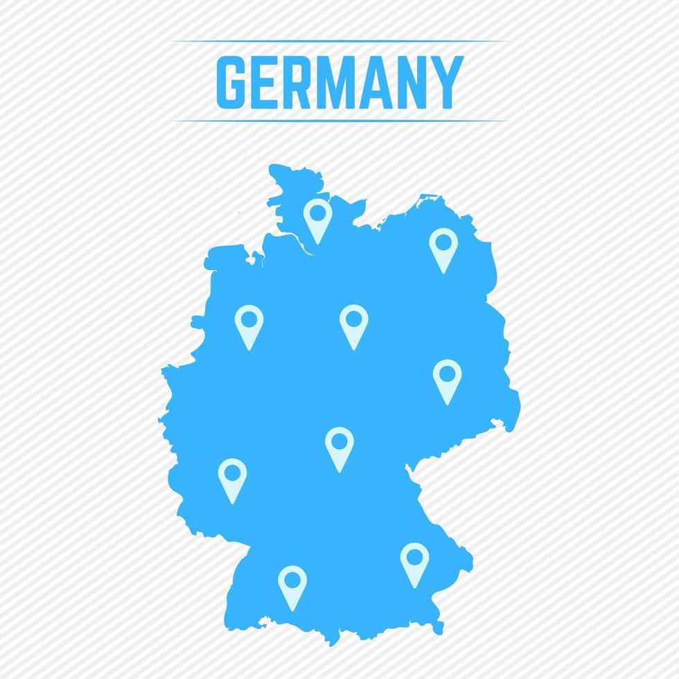 mapa simple de alemania con iconos de mapa vector