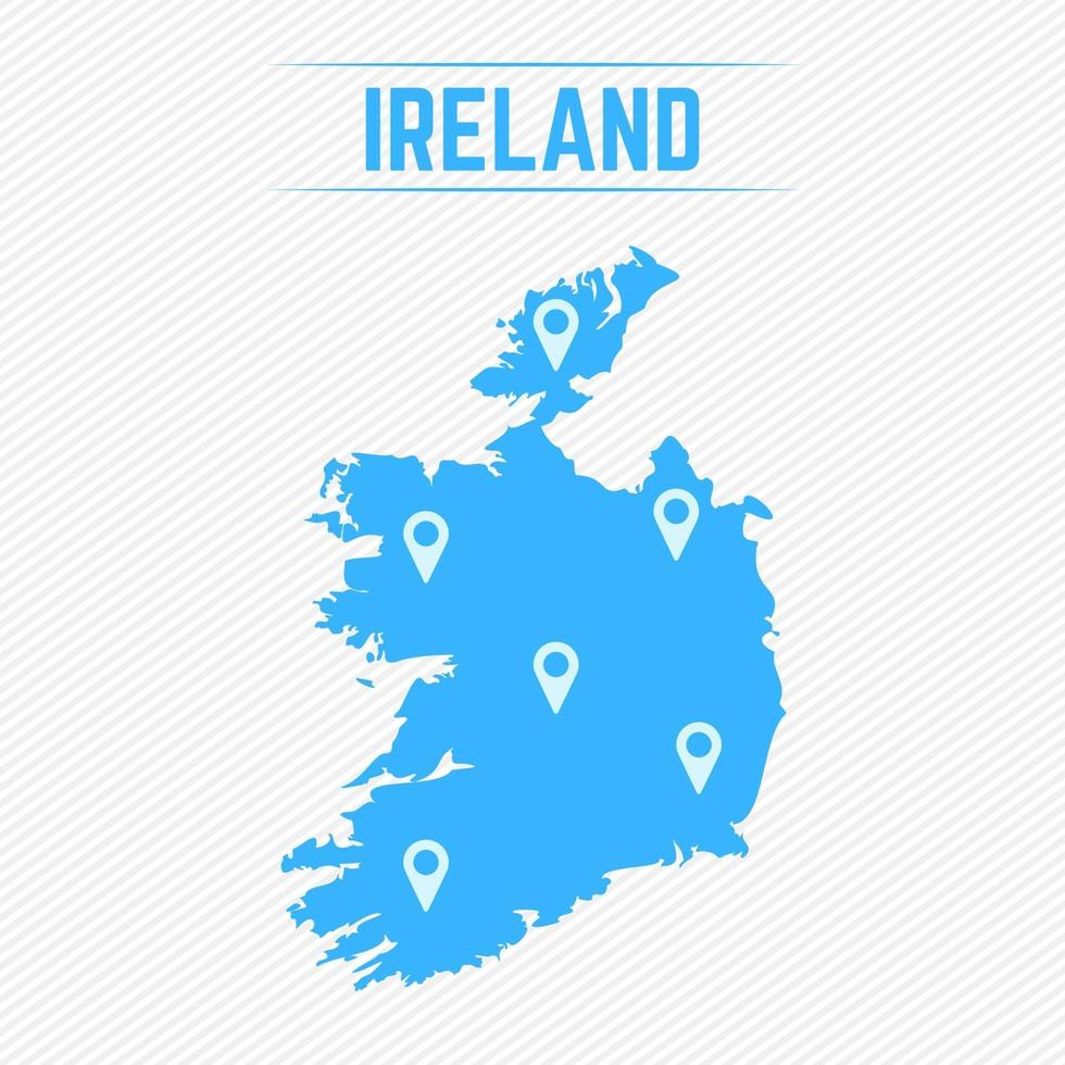 mapa simple de irlanda con iconos de mapa vector