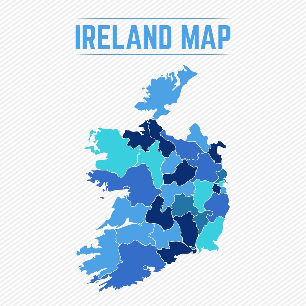 Ireland Detailed Map With States vector