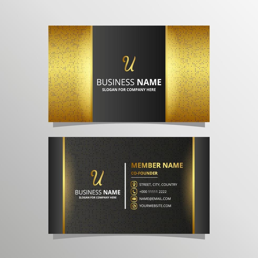 Golden Black Luxury Business Card Template With Golden Pattern vector