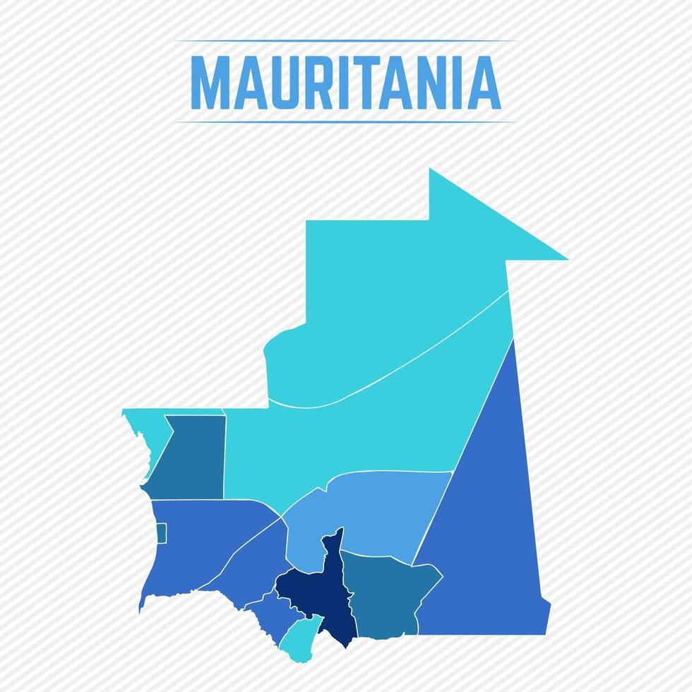 Mauritania Detailed Map With Regions vector