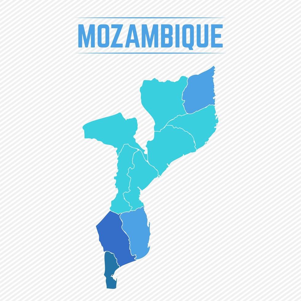 Mozambique Detailed Map With Regions vector