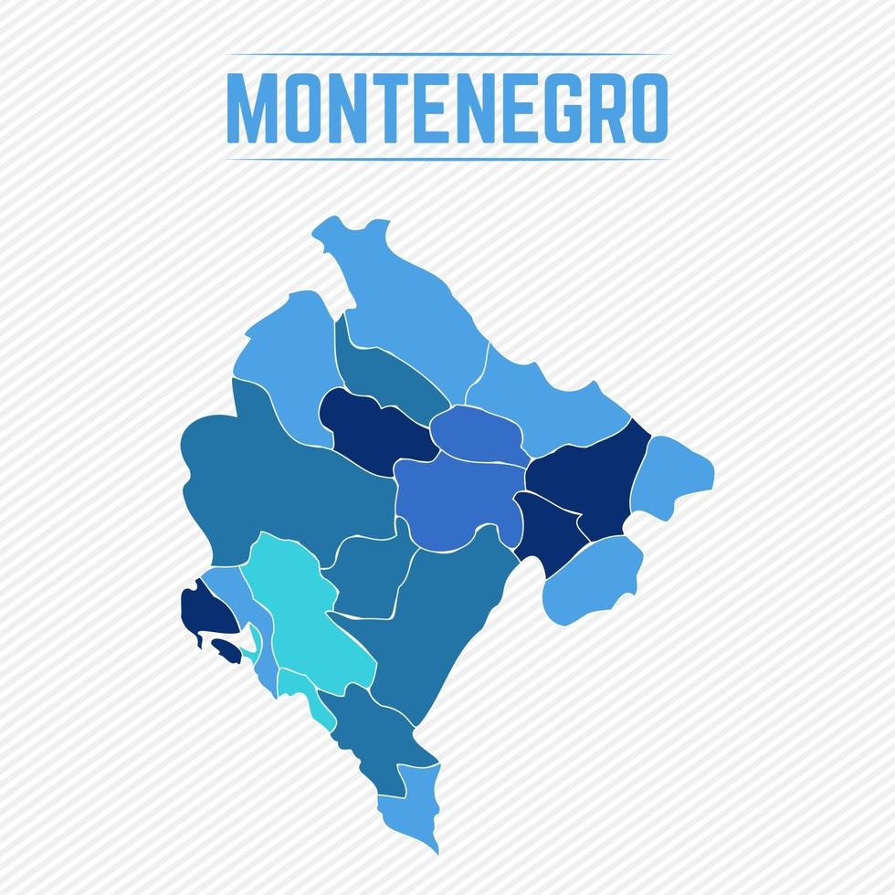 Montenegro Detailed Map With States vector