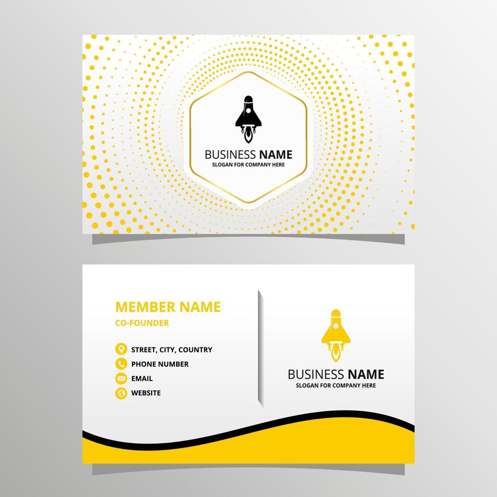 Modern Yellow Business Card Template With Halftone vector