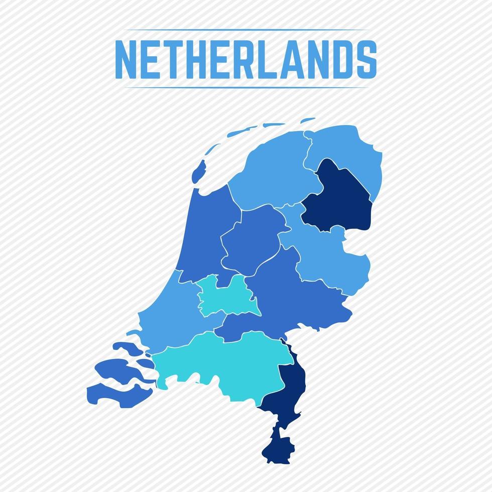 Países Bajos mapa detallado con estados vector