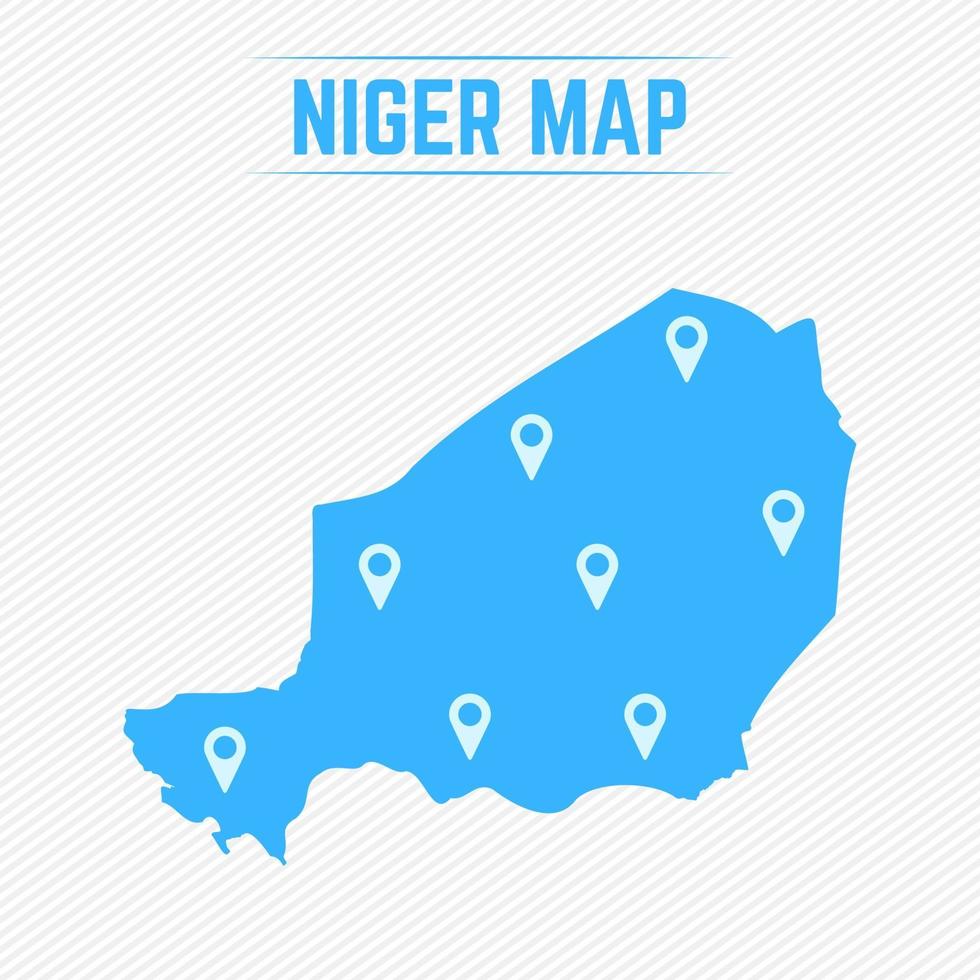 Níger mapa simple con iconos de mapa vector