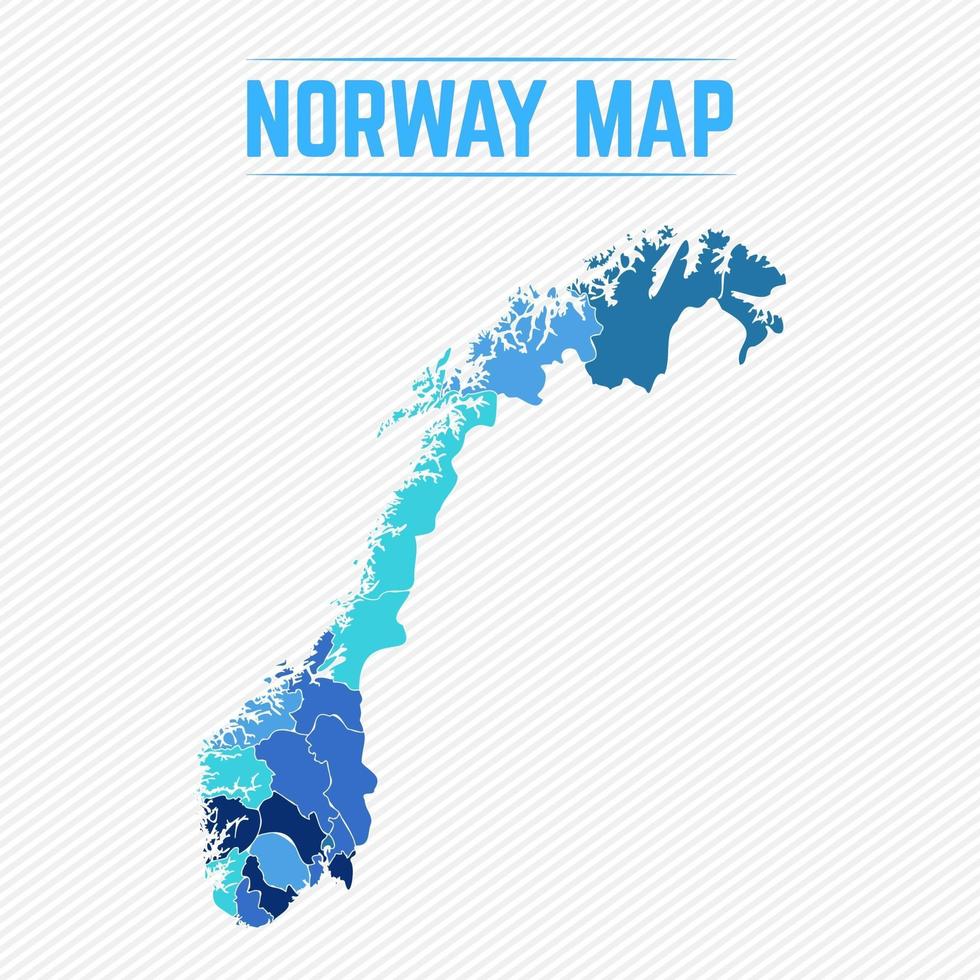 noruega mapa detallado con estados vector