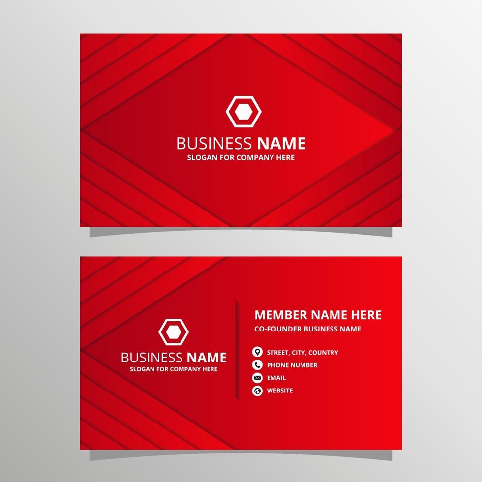Modern Red Business Card Template With Striped Lines vector