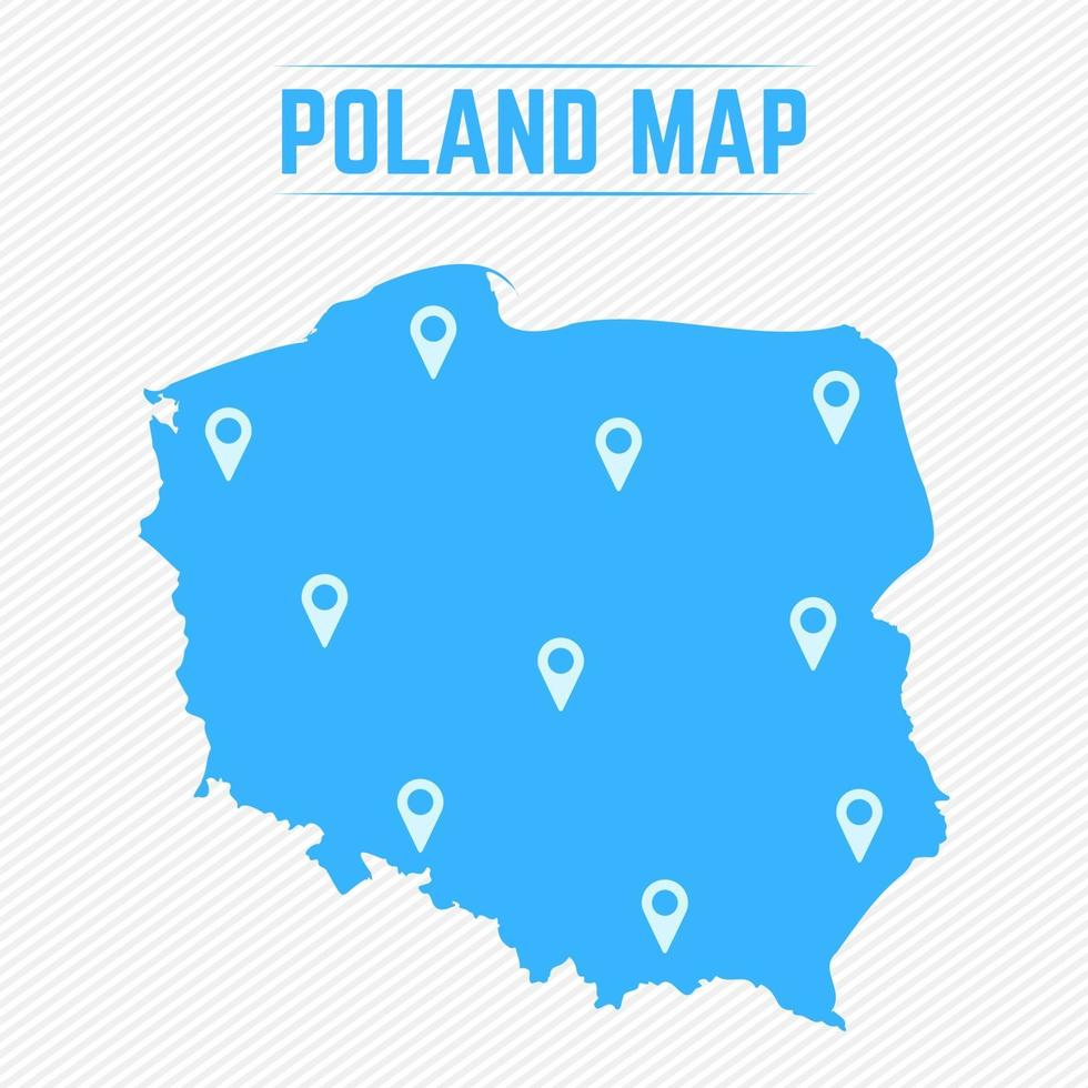 mapa simple de polonia con iconos de mapa vector