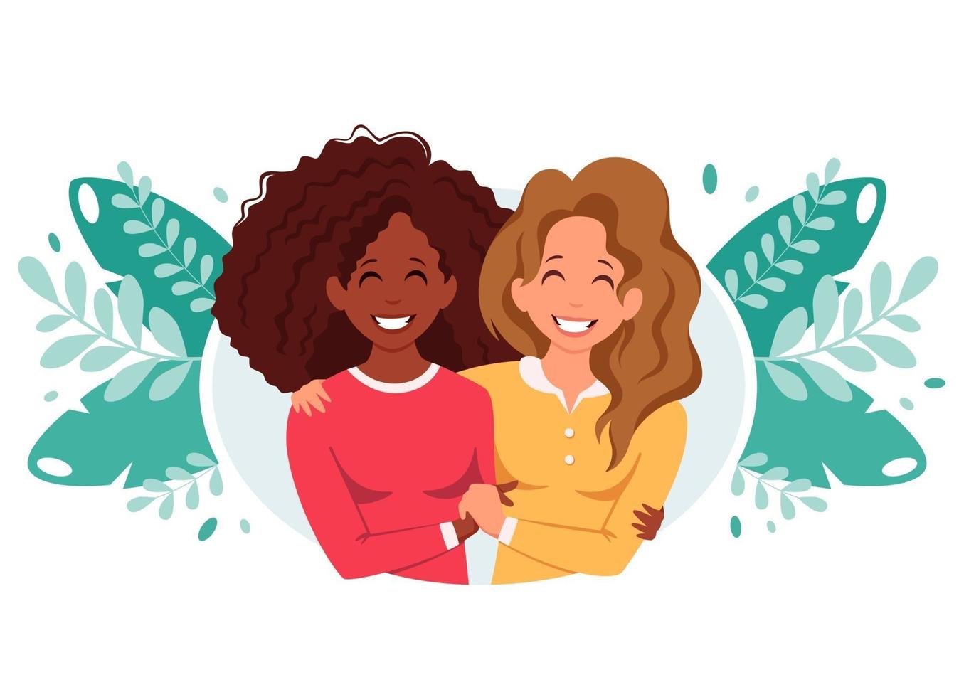 Womens hugging. LGBT concept. Vector illustration in flat style.