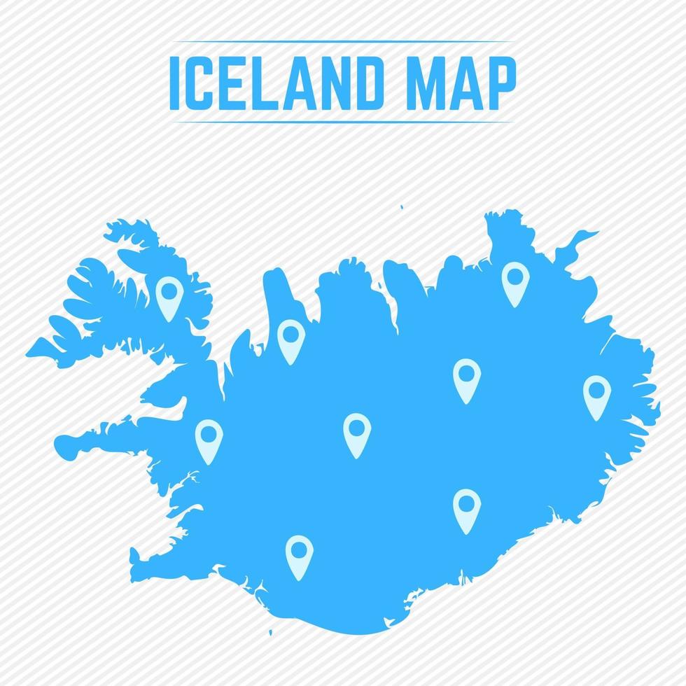 mapa simple de islandia con iconos de mapa vector