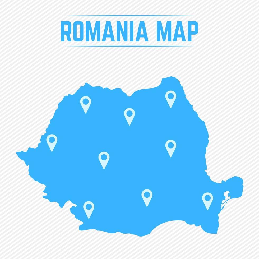 mapa simple de rumania con iconos de mapa vector