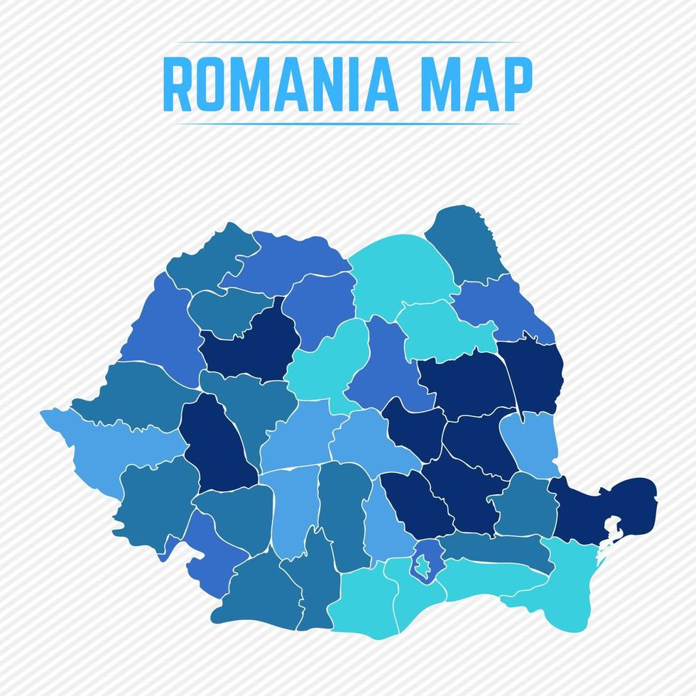 Romania Detailed Map With States vector