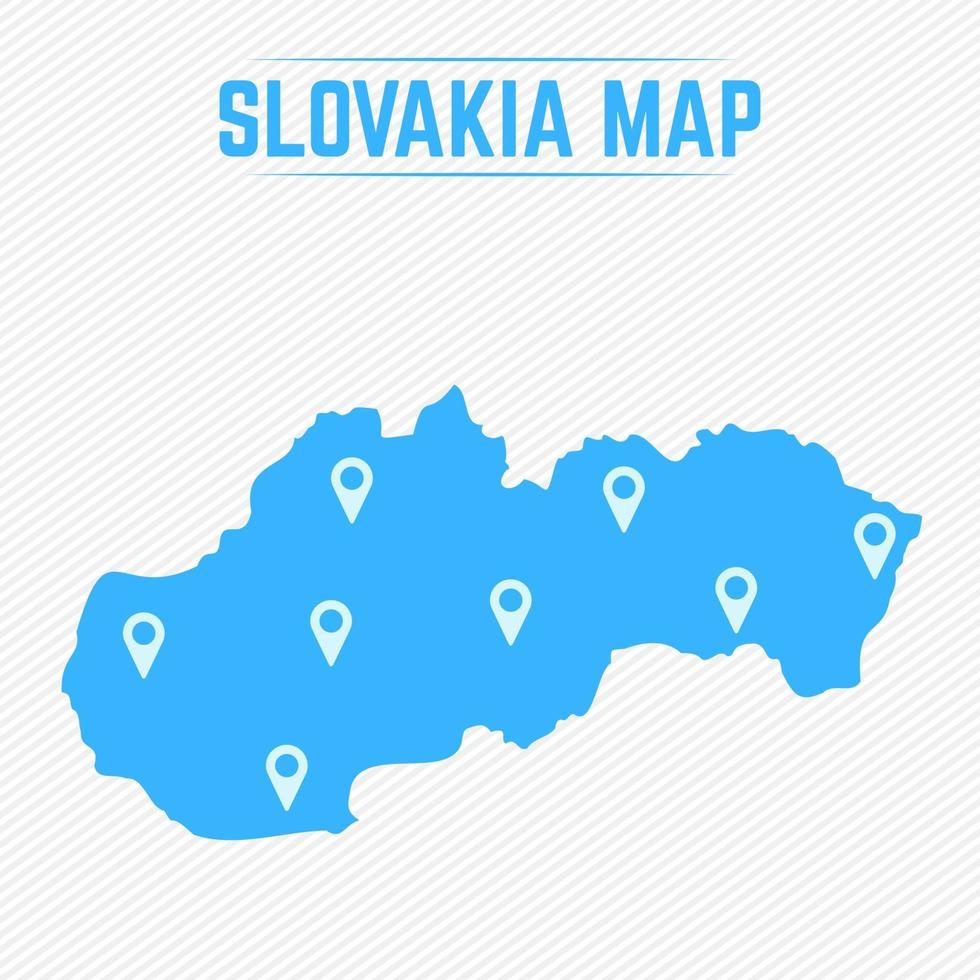 Eslovaquia mapa simple con iconos de mapa vector