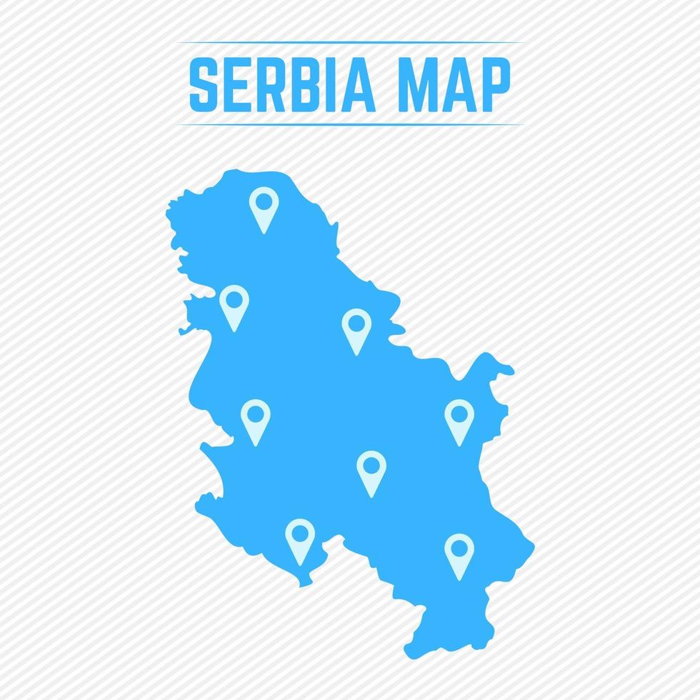 mapa simple de serbia con iconos de mapa vector