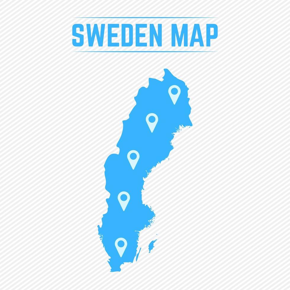 Suecia mapa simple con iconos de mapa vector