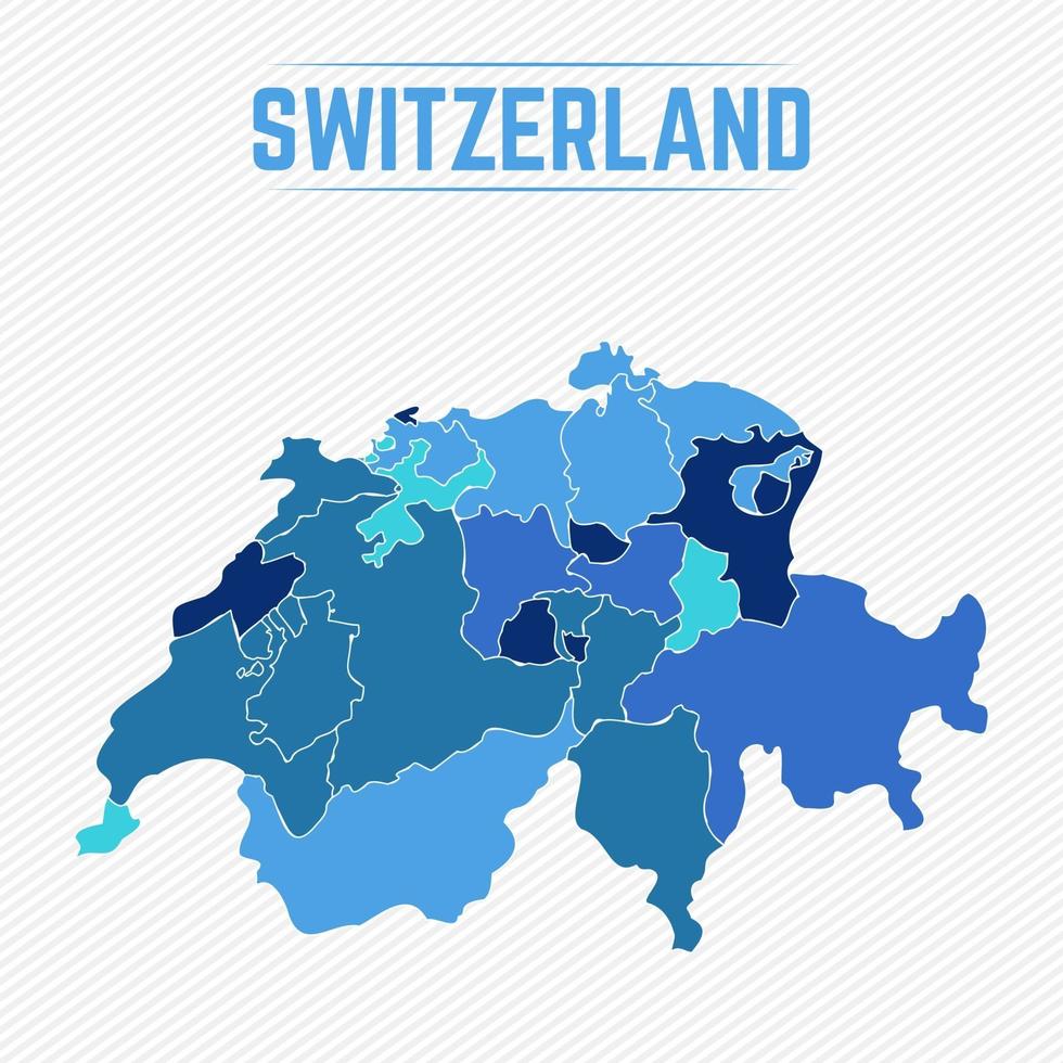 suiza mapa detallado con estados vector