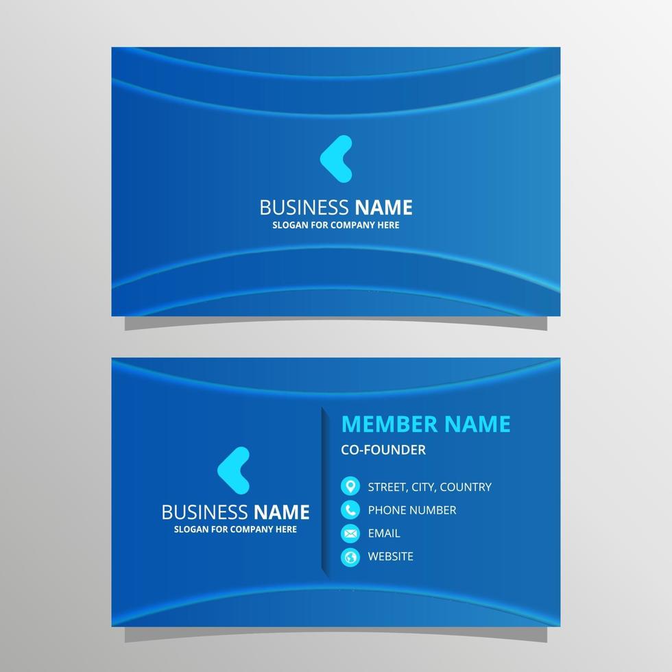 Shiny Blue Business Card Template With Curves vector