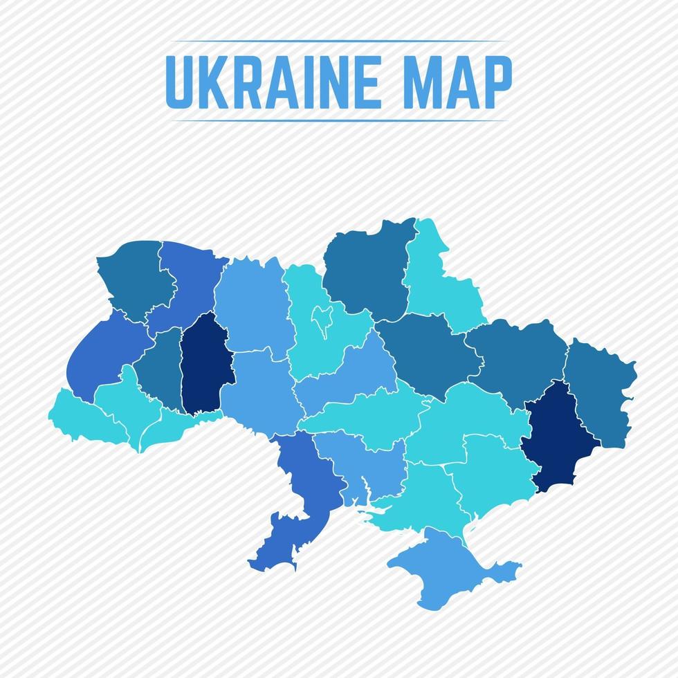 mapa detallado de ucrania con estados vector