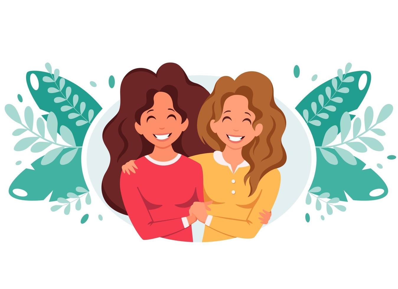 Womens hugging. LGBT concept. Vector illustration in flat style.