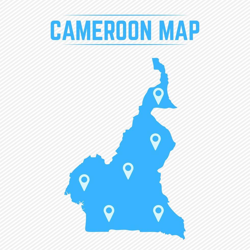 mapa simple de camerún con iconos de mapa vector