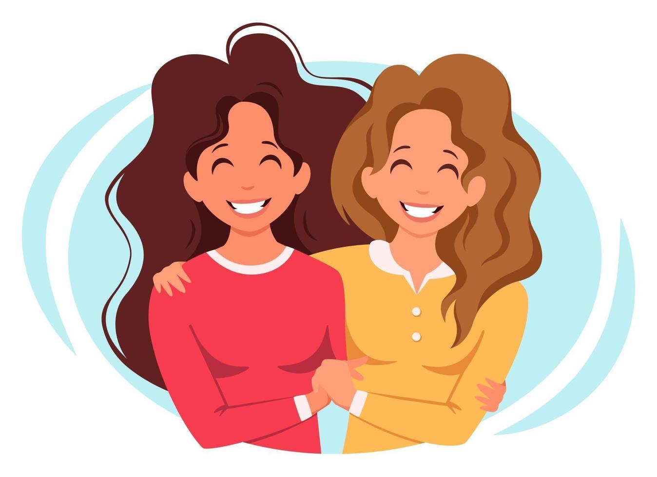 Womens hugging. LGBT concept. Vector illustration in flat style.