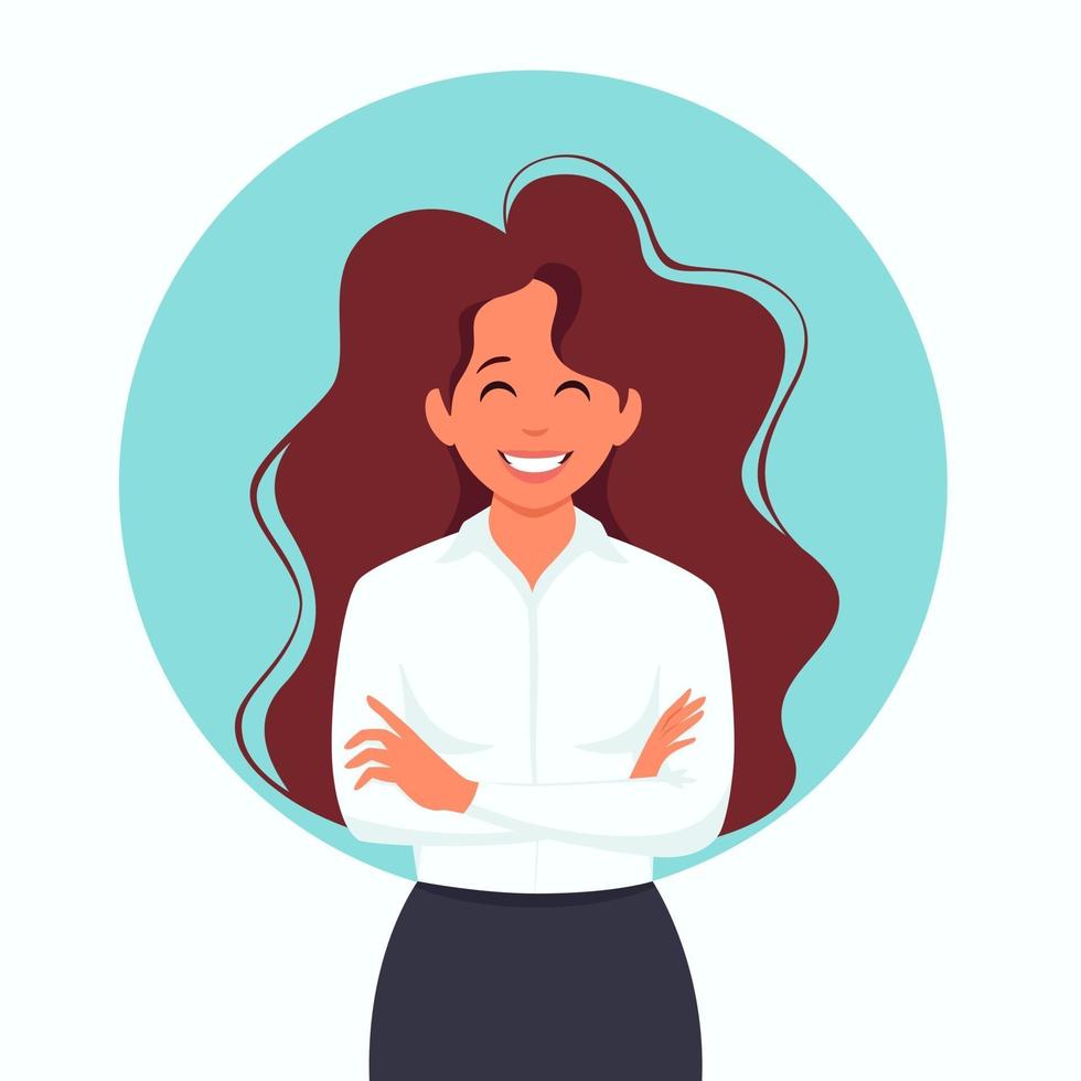 Business woman smiling. Women empowerment. Vector illustration.