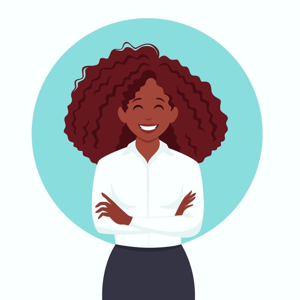 Black business woman. Empowering black people. Vector illustration.