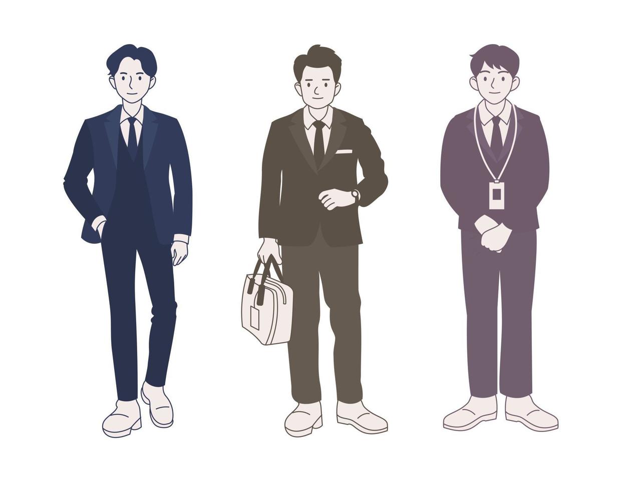 personaje de hombre de negocios en traje. ilustraciones de diseño de vectores de estilo dibujado a mano.