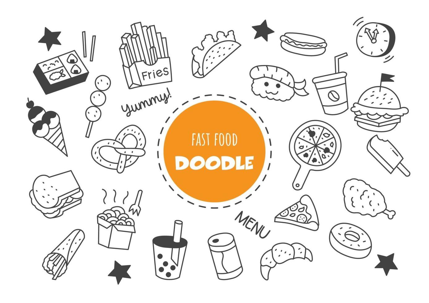 fast food kawaii doodle vector