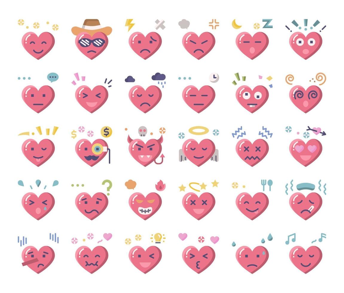 heart feeling flat vector icons