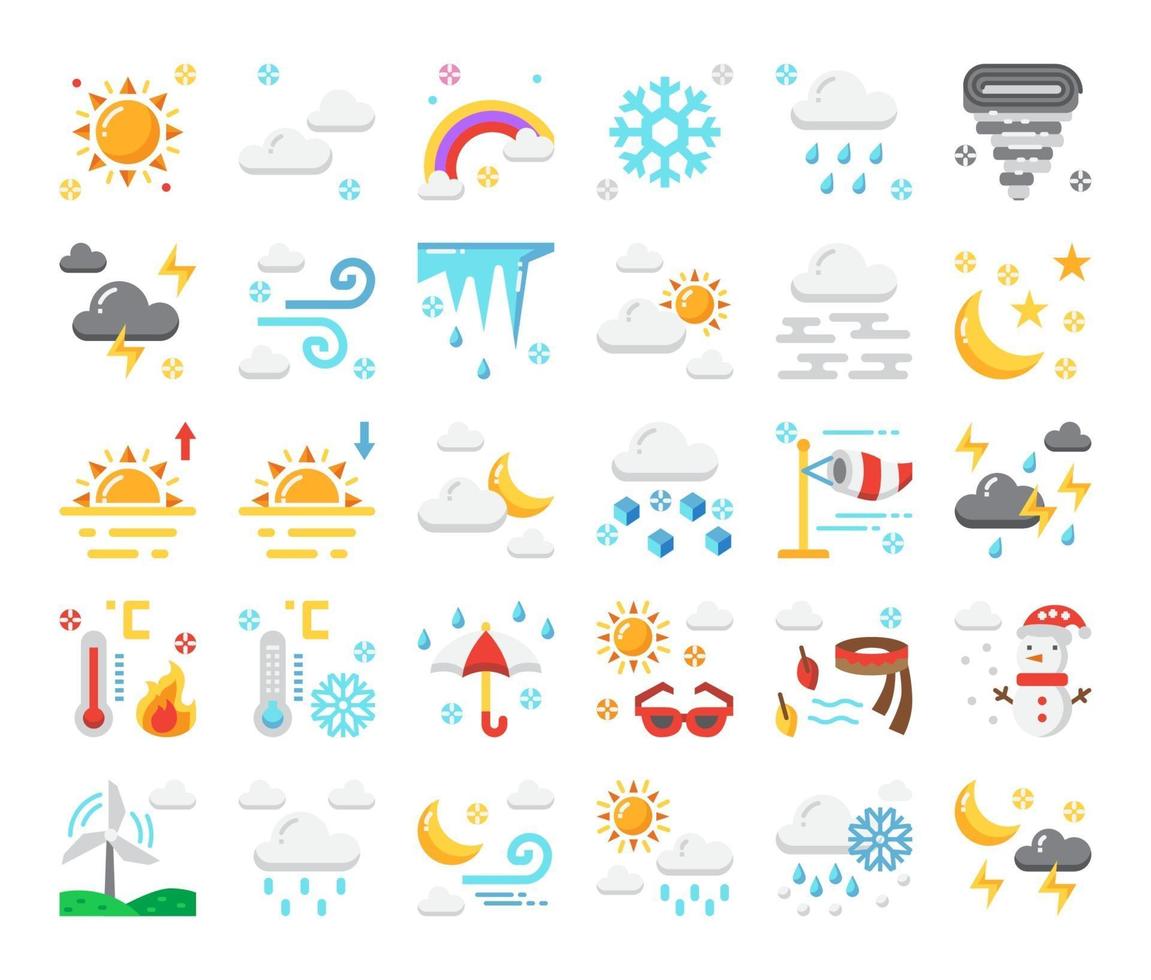 iconos de vector plano de clima