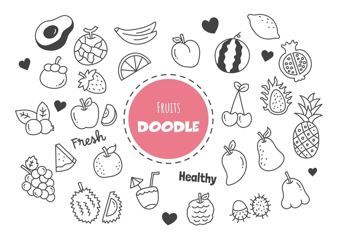 fruits kawaii doodle vector