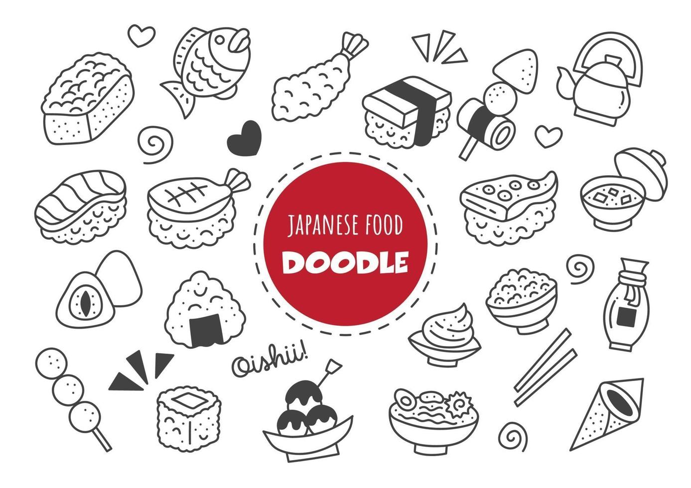 japanese food kawaii doodle vector