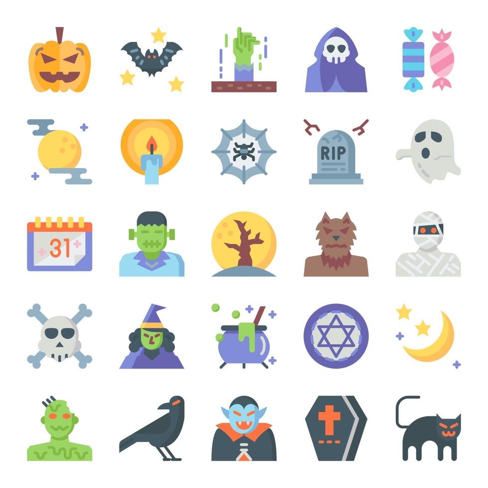 iconos de vector plano de halloween