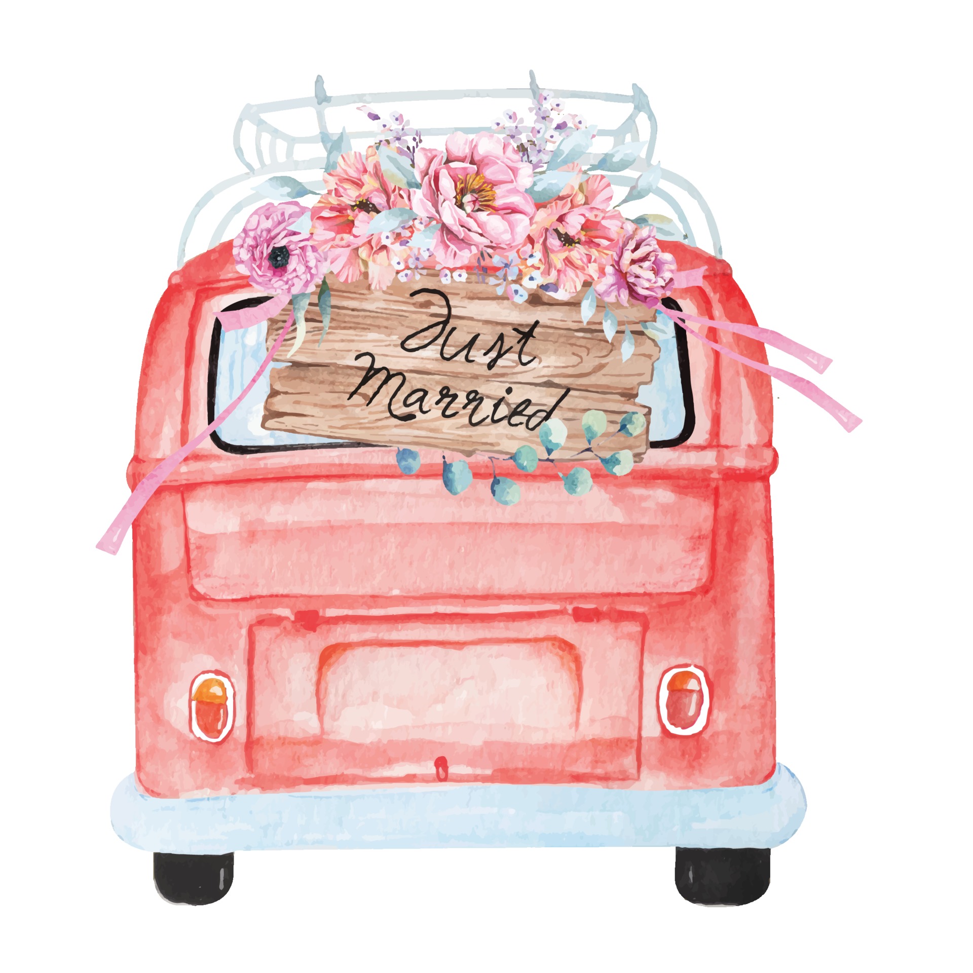 Car with just married sign 2293172 Vector Art at Vecteezy