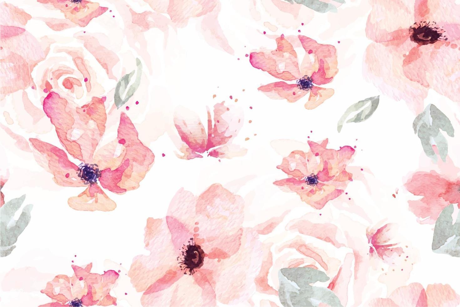 Seamless pattern of watercolor Blooming flowers vector