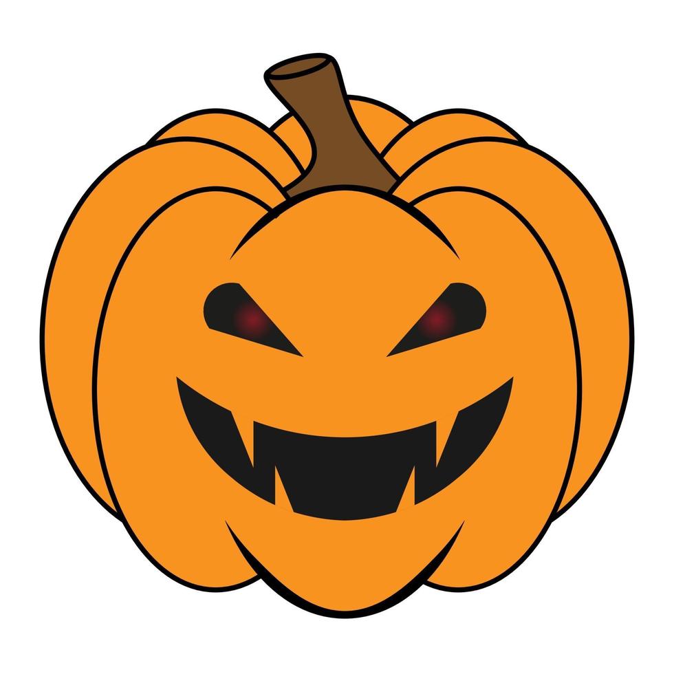 Simple Halloween scary pumpkin with funny face in flat style vector