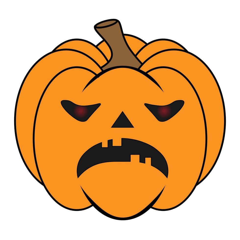 Simple Halloween scary pumpkin with funny face in flat style vector