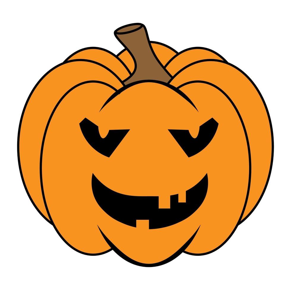 Simple Halloween scary pumpkin with funny face in flat style vector