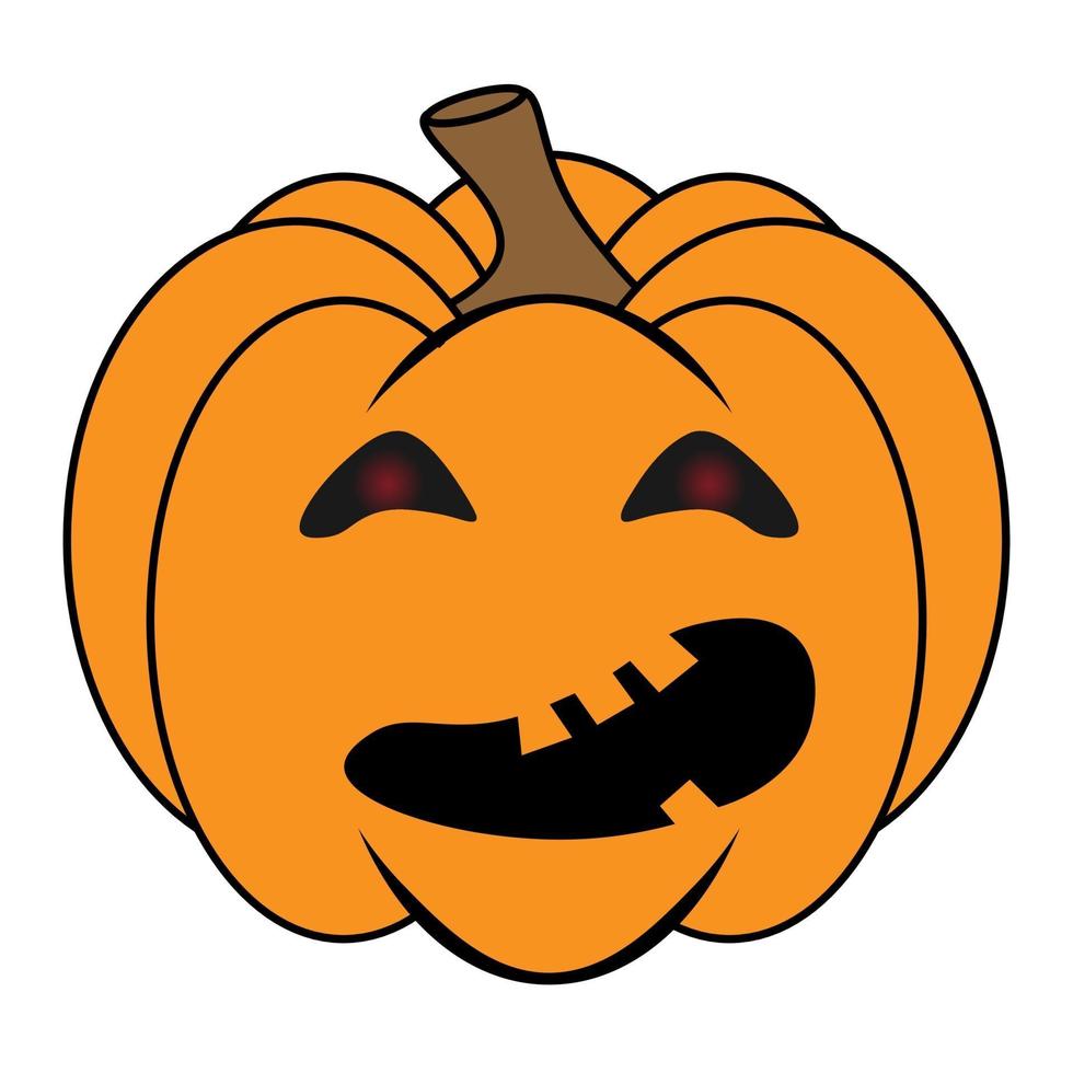 Simple Halloween scary pumpkin with funny face in flat style vector