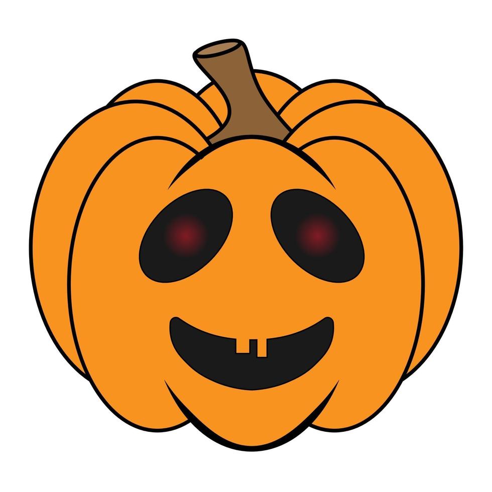 Calabaza aterradora de halloween simple con cara divertida en estilo plano vector