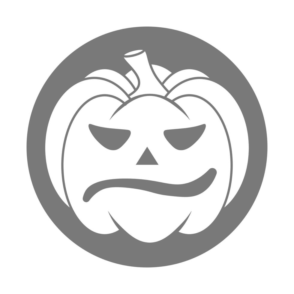 Calabaza aterradora de halloween simple con cara divertida en estilo plano vector