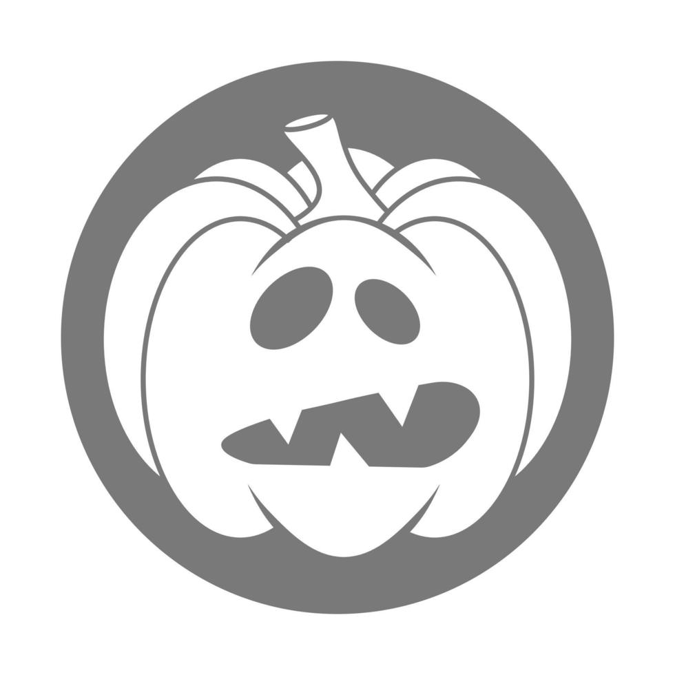 Calabaza aterradora de halloween simple con cara divertida en estilo plano vector