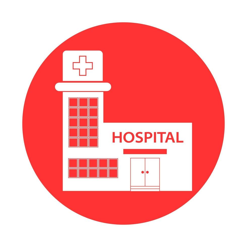 Flat Design Healthcare Hospital Icon. Medical concept with hospital building vector