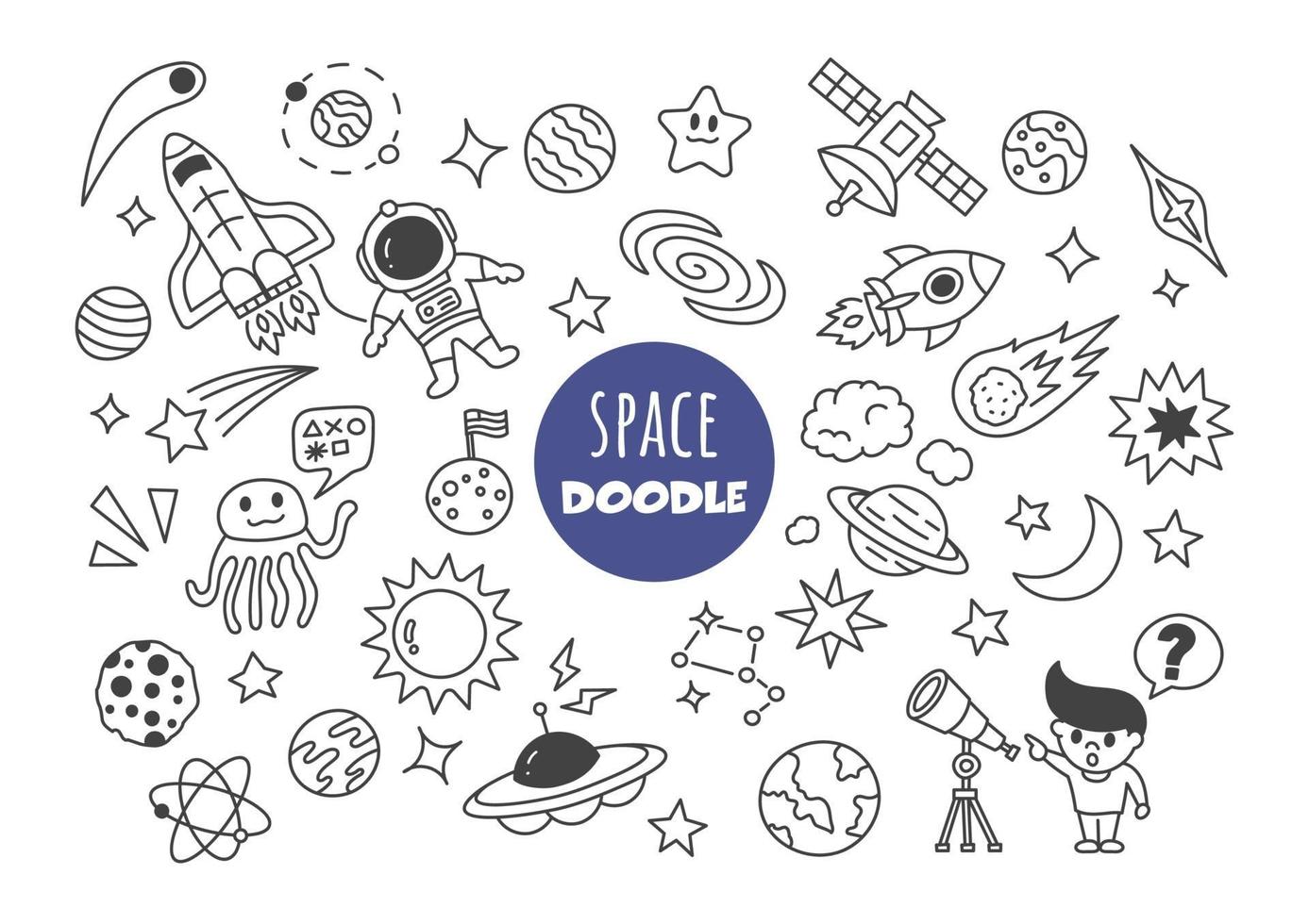 space kawaii doodle vector